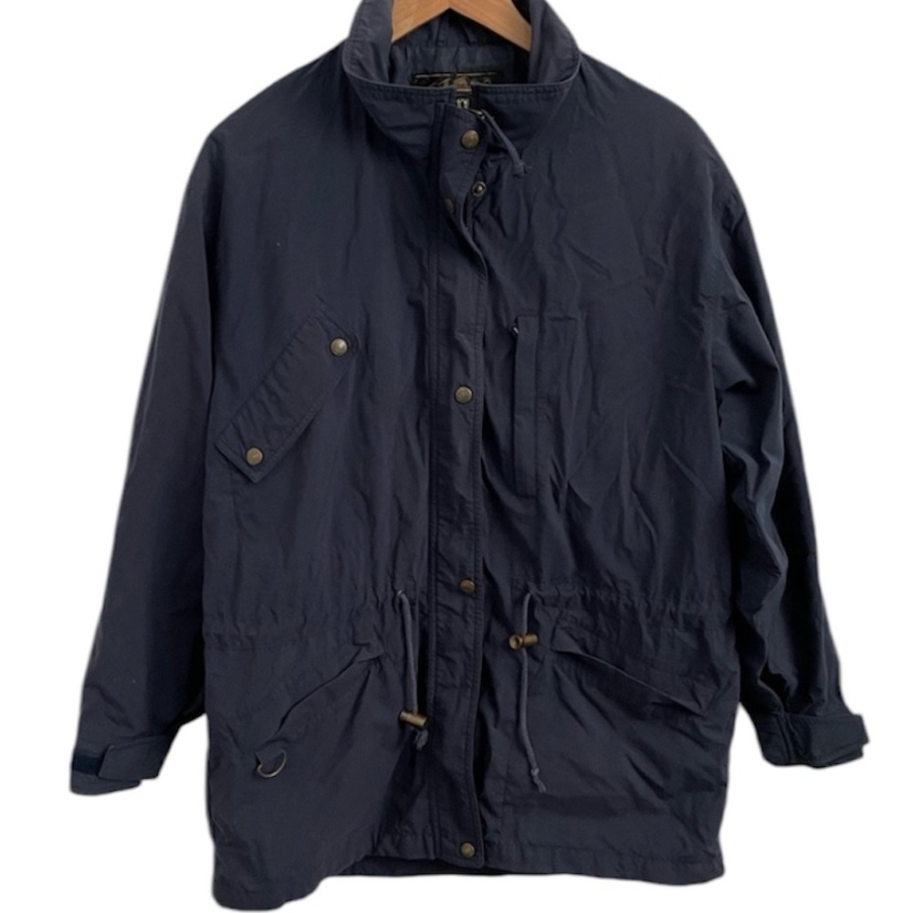 Vintage Eddie Bauer Dark Blue Full Zip Up & Snaps Utility Jacket